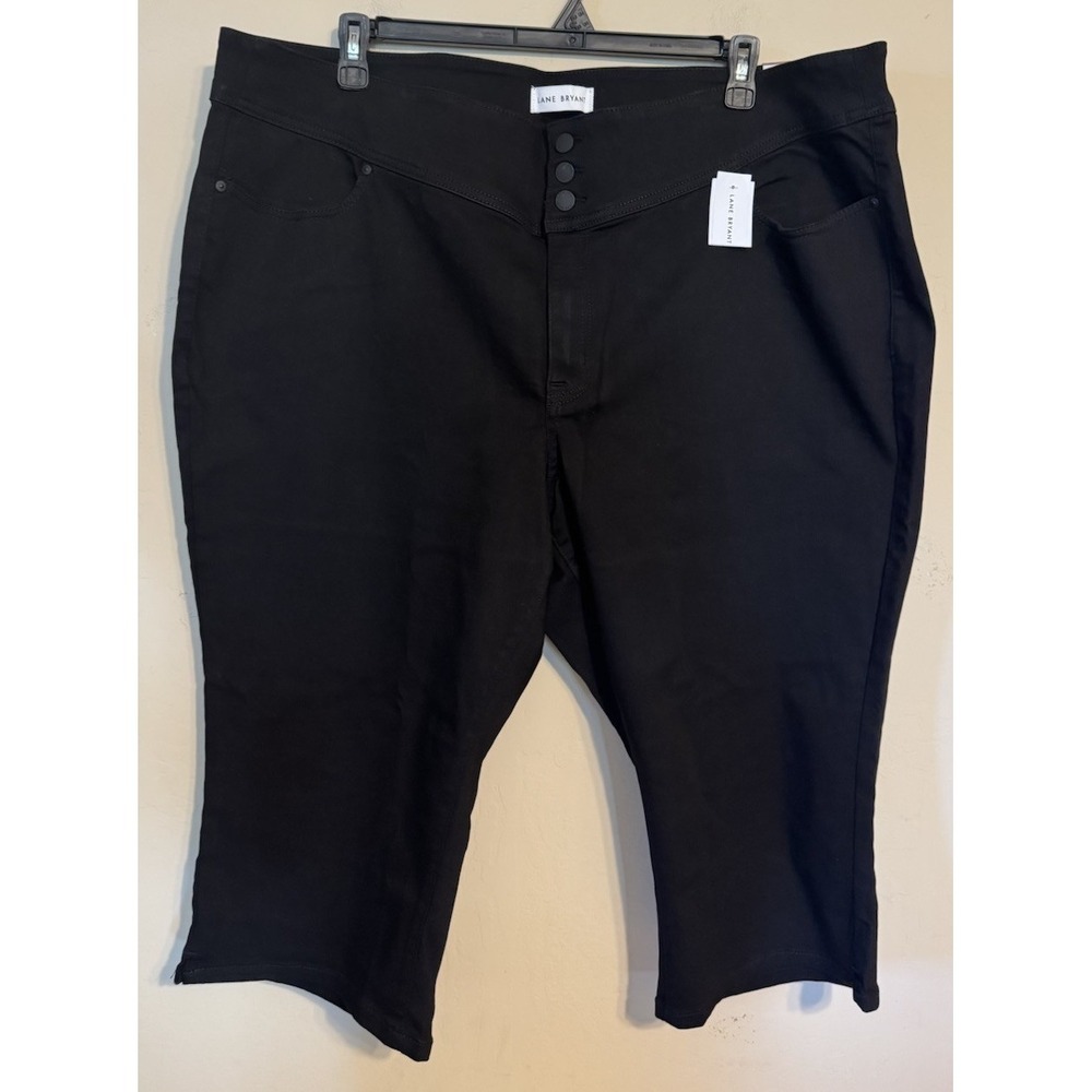 Lane Bryant Capri Pants Women 28 Black 3 Button Jegging High Rise Stretch NEW